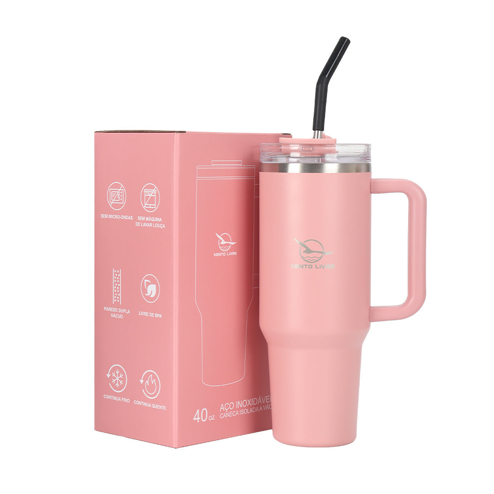 Copo Térmico Premium Vento Livre com Tampa Antivazamento e Canudo 1200ml