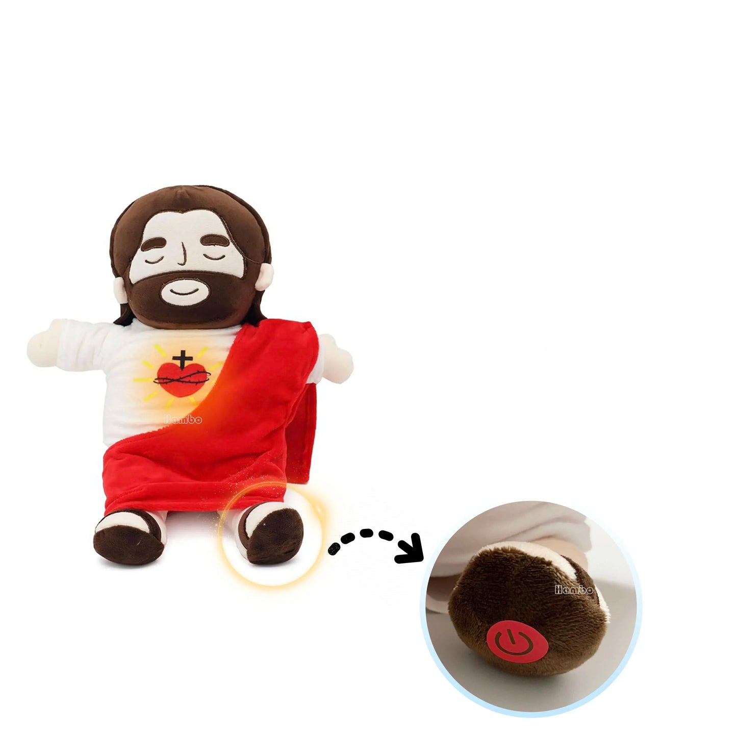 Jesus Companheiro do Sono - Pelúcia Musical Infantil com Luz Relaxante