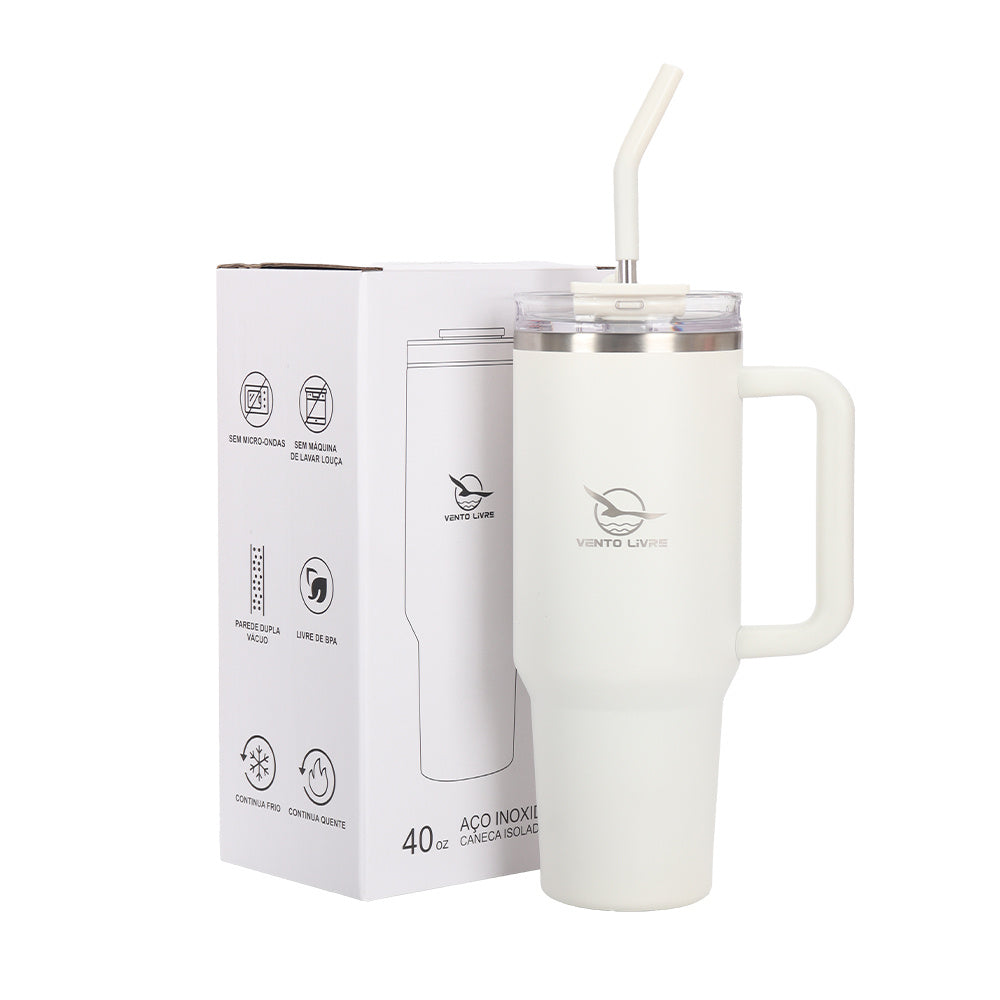 Copo Térmico Premium Vento Livre com Tampa Antivazamento e Canudo 1200ml