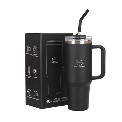 Copo Térmico Premium Vento Livre com Tampa Antivazamento e Canudo 1200ml