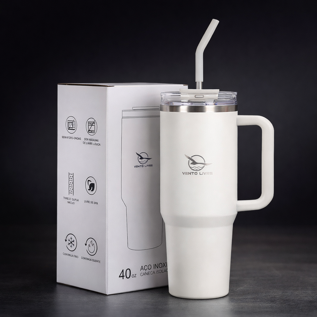 Copo Térmico Premium Vento Livre com Tampa Antivazamento e Canudo 1200ml