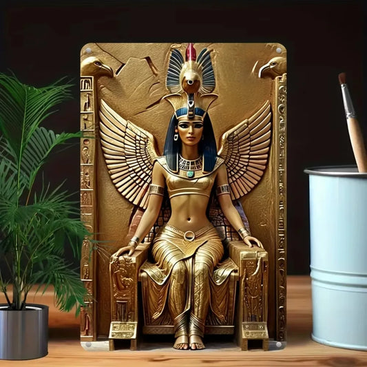 Estátua Decorativa Deusa Ísis – Escultura Egípcia Dourada em Resina Premium