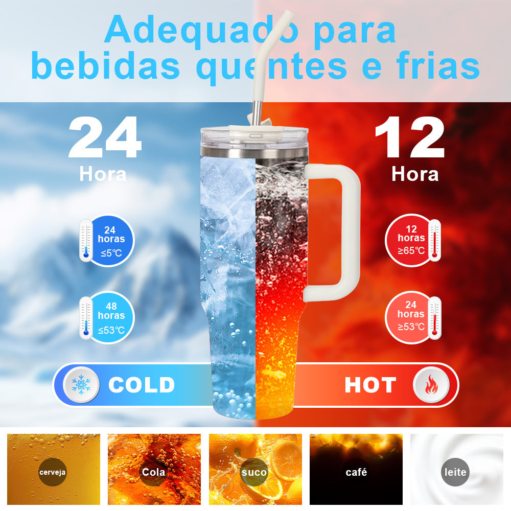 Copo Térmico Premium Vento Livre com Tampa Antivazamento e Canudo 1200ml