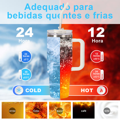 Copo Térmico Premium Vento Livre com Tampa Antivazamento e Canudo 1200ml