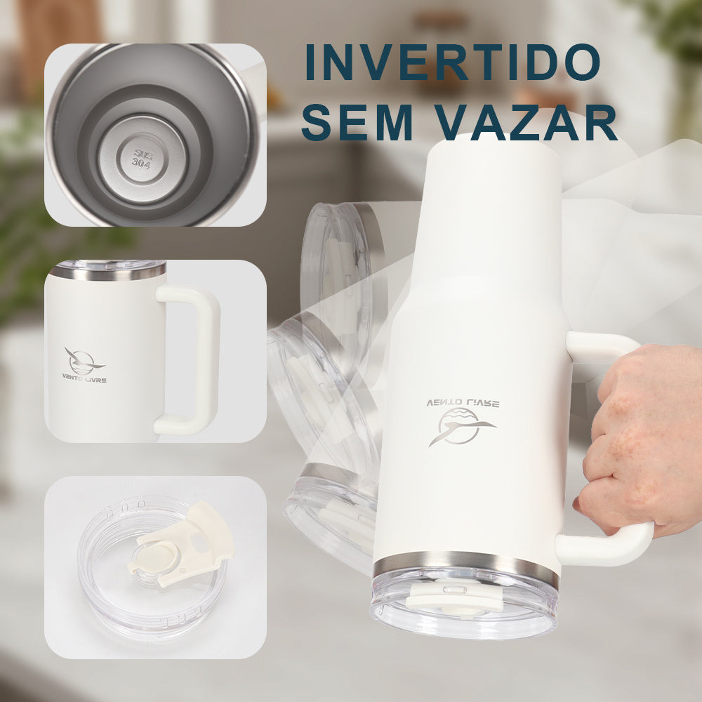 Copo Térmico Premium Vento Livre com Tampa Antivazamento e Canudo 1200ml